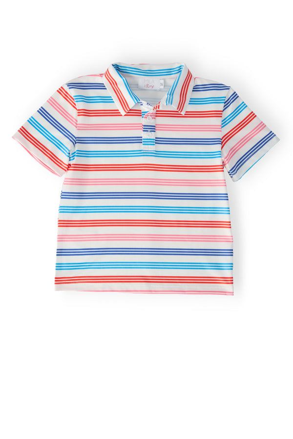 Boys Red, White & Stripe Short Sleeve Boys Polo - The Palm Beach Baby Mila & Rose ®