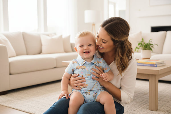 Bunny Builders Polo Shorty One Piece For Baby and Toddler Boys - The Palm Beach Baby Mila & Rose ®