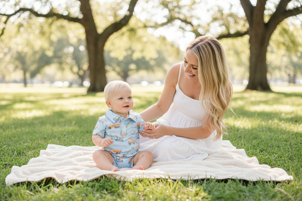 Bunny Builders Polo Shorty One Piece For Baby and Toddler Boys - The Palm Beach Baby Mila & Rose ®