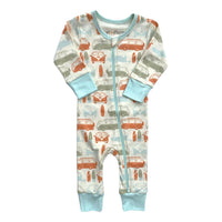 GOTS Certified Organic Cotton Zippy - Vintage Busses - The Palm Beach Baby