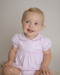 Smocked Bubble Romper - Pink