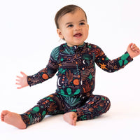 Baby in The Second-Skin Convertible Romper Desert Cactus Midnight, buttery-soft Raising Mama viscose from bamboo
