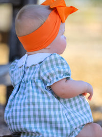 Fall Halloween & Thanksgiving Applique Plaid Girls Bloomers Romper Set
