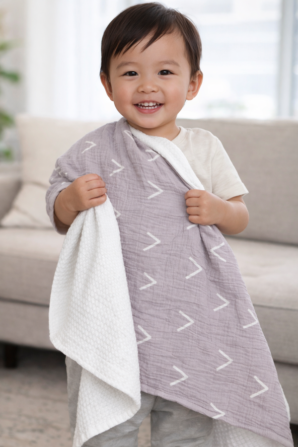 Gray Arrow Muslin/Waffle Blanket - The Palm Beach Baby Growing Sprouts