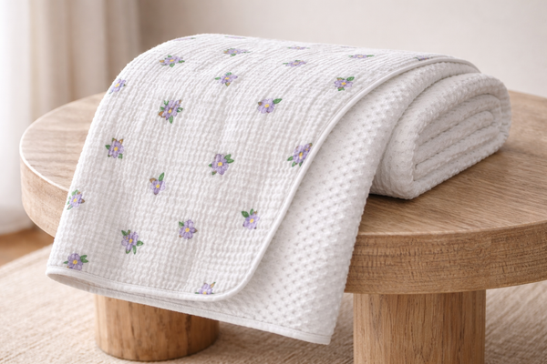 Purple Parade Muslin/Waffle Blanket - The Palm Beach Baby Growing Sprouts