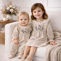 Embroidered Wildflower Linen Dress With Lace Trim - The Palm Beach Baby