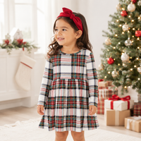 Girls Christmas Plaid Dress – Soft Bamboo Holiday Outfit - The Palm Beach Baby