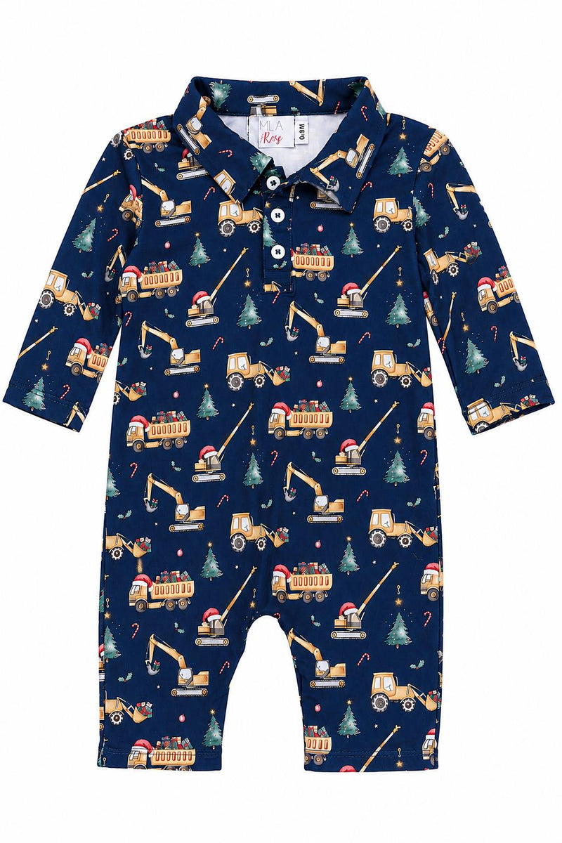 Oh What Fun It Is to Build Long Sleeve Polo One-Piece - The Palm Beach Baby