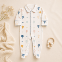 Newborn Bundle: PIMA Set - Up & Away Footie w/Blue Picot Trim, Reversible Blue Blanket, Bib & Teether - The Palm Beach Baby