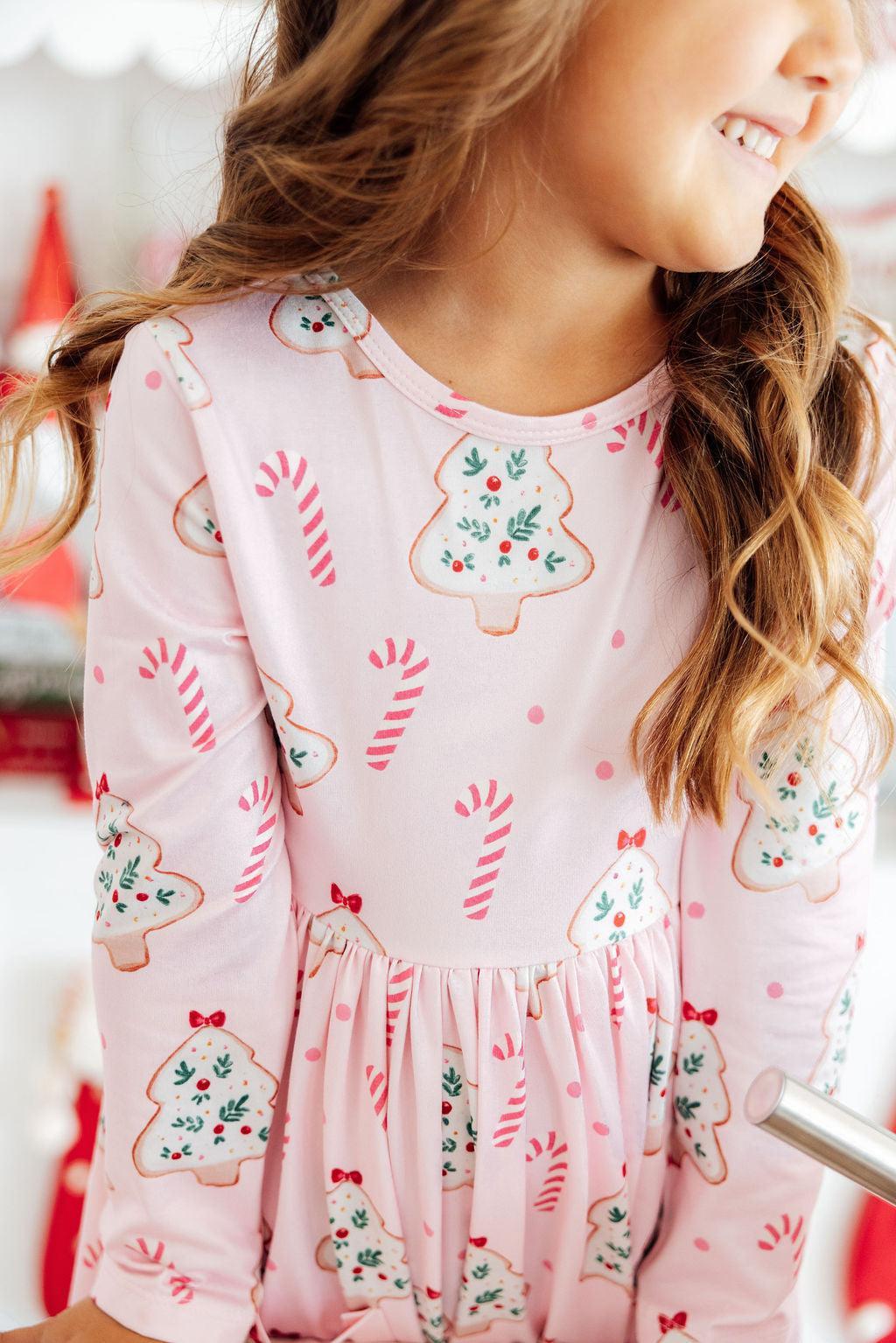 Christmas Cookies Long Sleeve Pocket Twirl Dress