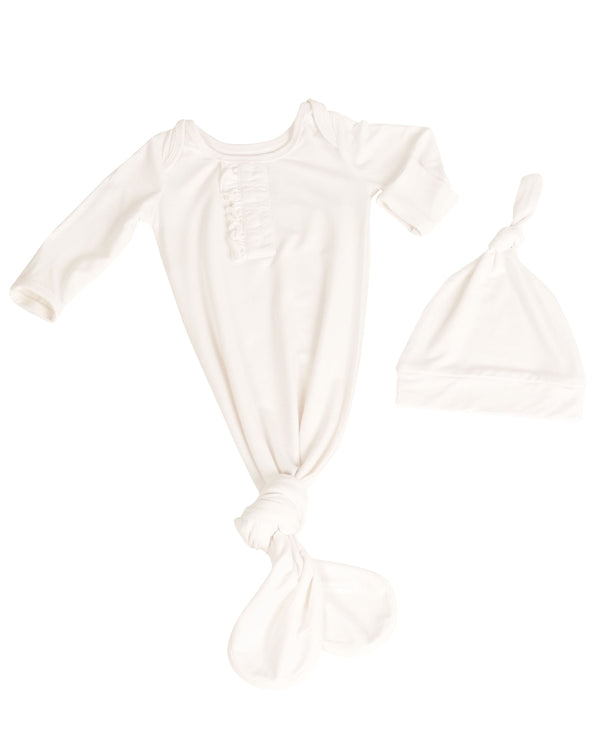 Cinch Sack with Ruffle & Hat - Angel White - The Palm Beach Baby