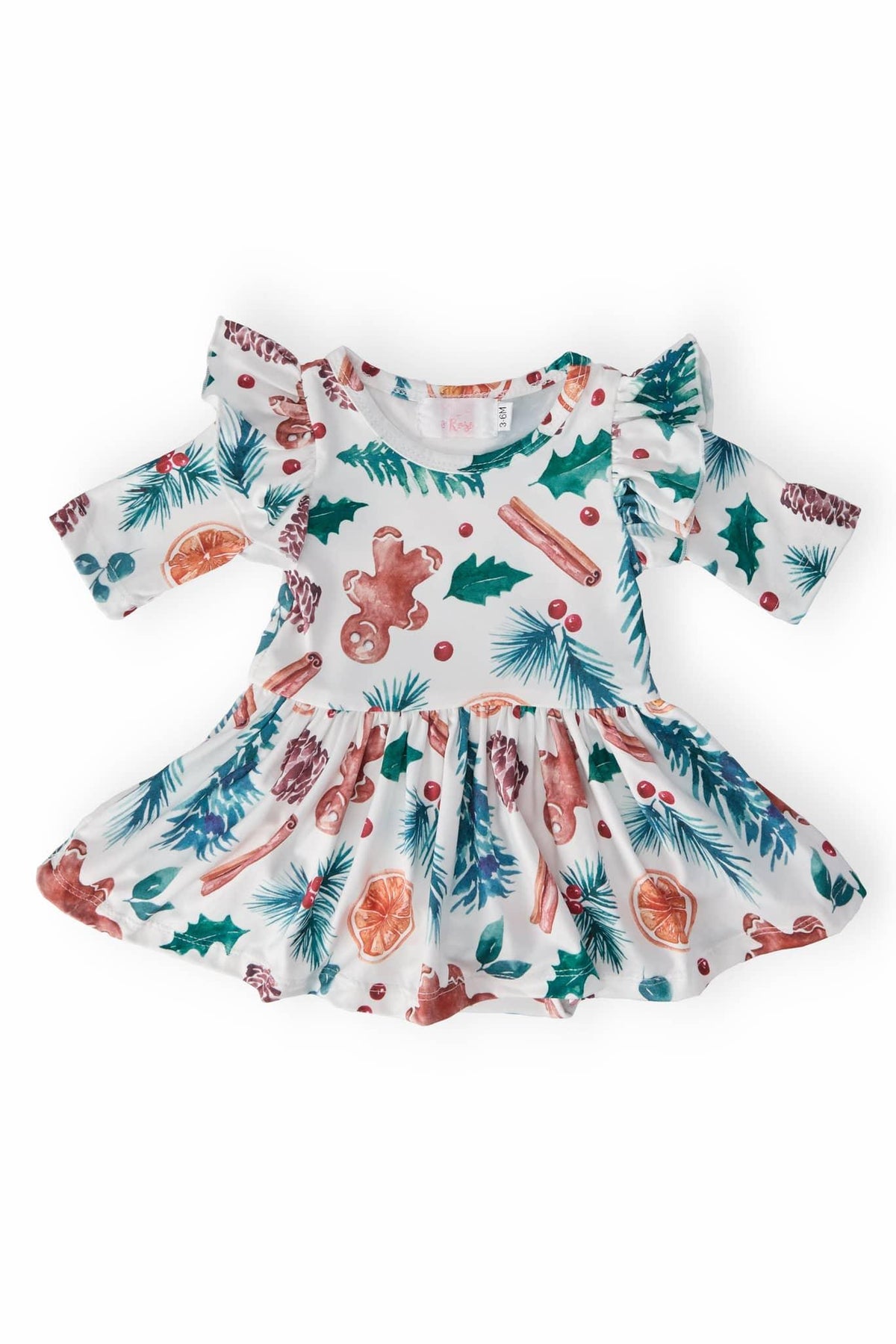 Adorable Classic Christmas Twirl Bodysuit with Flutter Sleeves for Baby Girls - The Palm Beach Baby