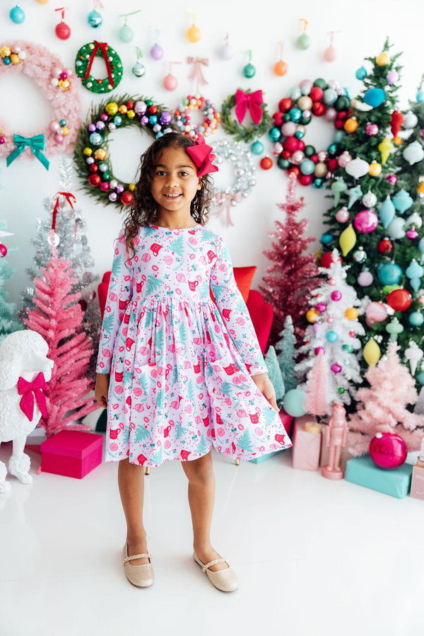 Cocoa Kisses Long Sleeve Pocket Twirl Dress