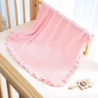 Ruffled Edge Knit Baby Blanket in Pink