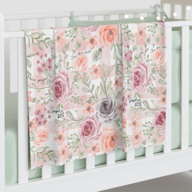 Personalized For This Child I Have Prayed Baby Swaddle Blanket - The Palm Beach Baby