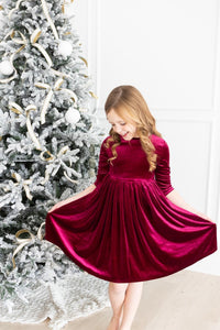 Cranberry Velvet Twirl Dress - The Palm Beach Baby