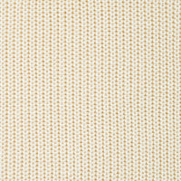 Macro close-up of cream knitted fabric texture highlighting soft breathable cotton ribbed stitch pattern