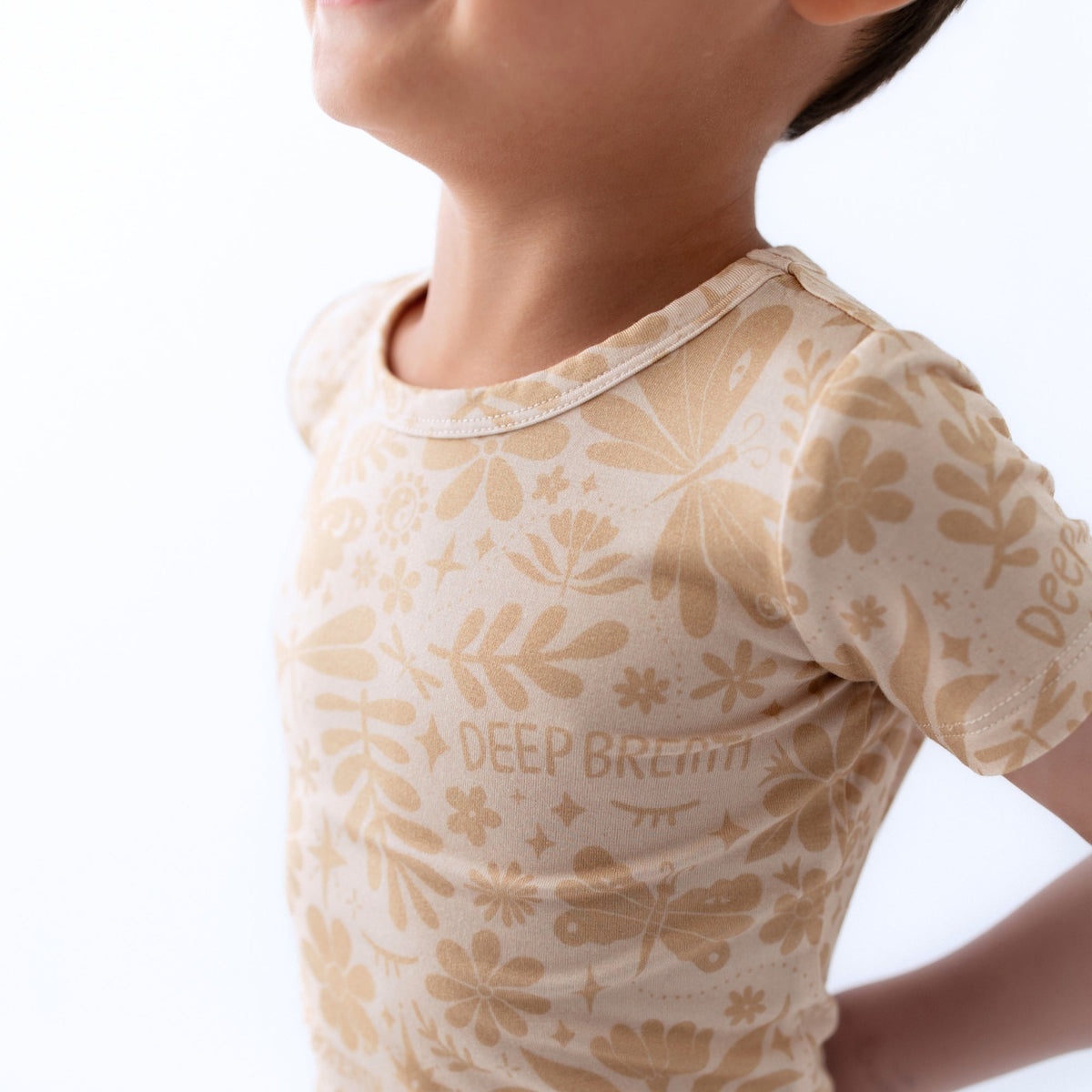 The Second-Skin 2-Piece Short Sleeve Pajama | Om Baby (Beige)