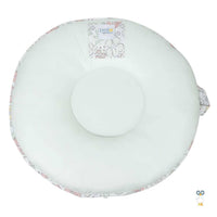 Goosewaddle white and pastel floral round floor cushion made of soft fabric for comfortable seating