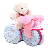 Pink Tricycle Diaper Cake Gift Basket - The Palm Beach Baby