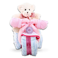 Pink Tricycle Diaper Cake Gift Basket - The Palm Beach Baby