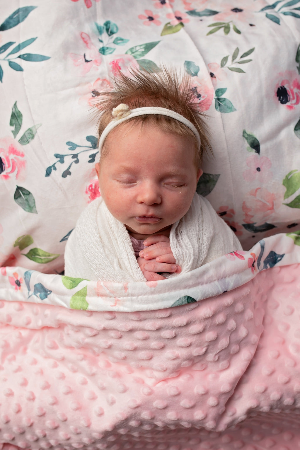Flowers Forever Minky Blanket - Pink, showcasing its delightful design and softness, perfect for wrapping your little one in cozy comfort.