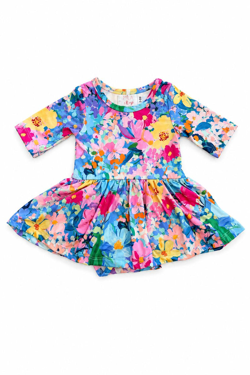 Flower Market 3/4 Sleeve Twirl Bodysuit - The Palm Beach Baby Mila & Rose ®