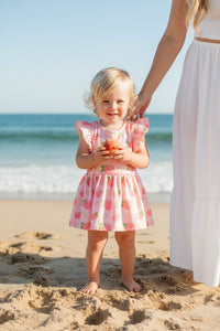 Georgia Peach Short Sleeve Baby Flutter Bodysuit - The Palm Beach Baby Mila & Rose ®