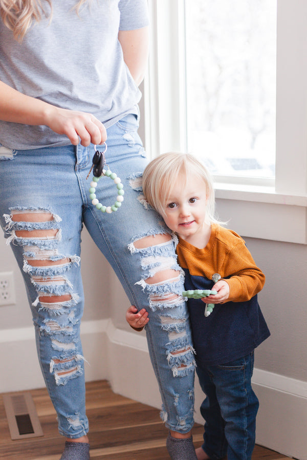 Mommy and Me Bundle Baby Teether Gift Set // Aqua Succulent - The Palm Beach Baby