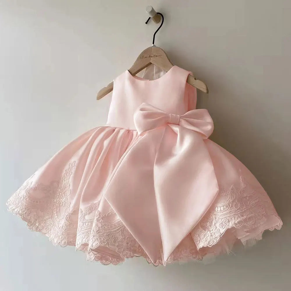 Cassidy Embroidered Special Occasion Girls Dress - Creamy Yellow or Palm Way Pink