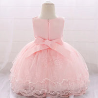 Elegant Pearl Bow Dress for Girls in Stylish Lace- 5 Chic Colors - The Palm Beach Baby