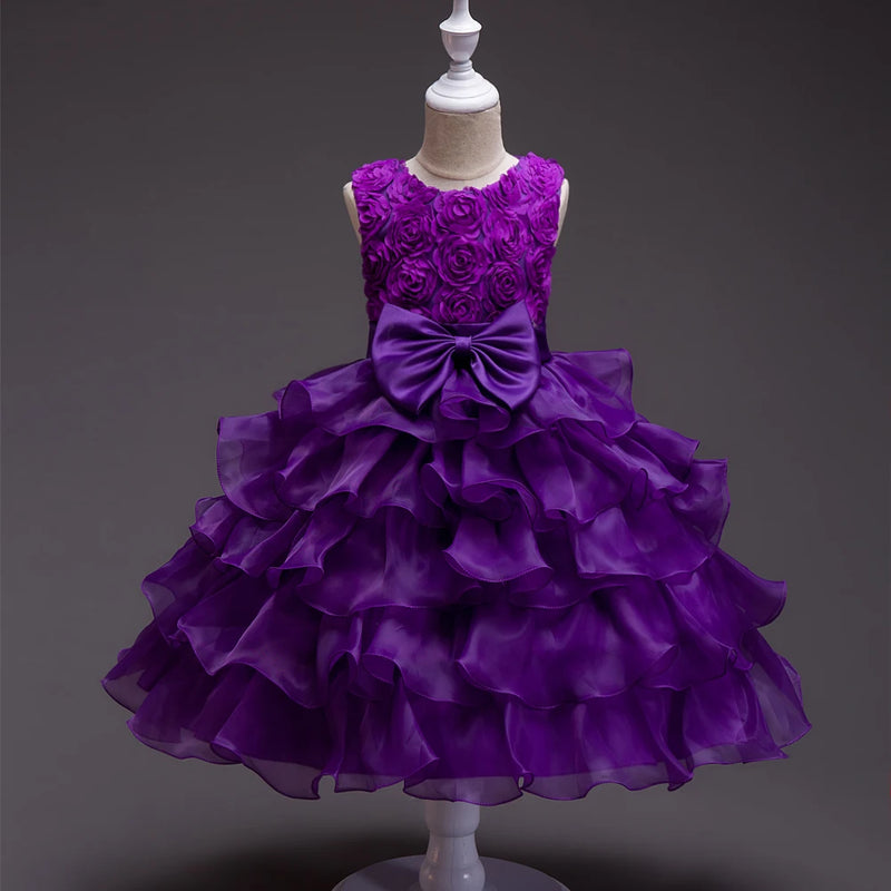 "Solange" Rosette Tiered Special Occasion Dress