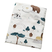 Dotted Minky Blanket in Colorful Prints, 100×75 cm, 31 designs, for babies and kids, featuring pandas, bears and trees.