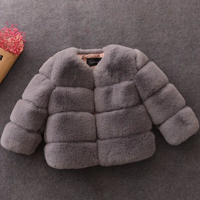 Girl's Warm and Cozy Faux Fur Coat