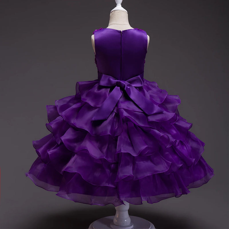"Solange" Rosette Tiered Special Occasion Dress