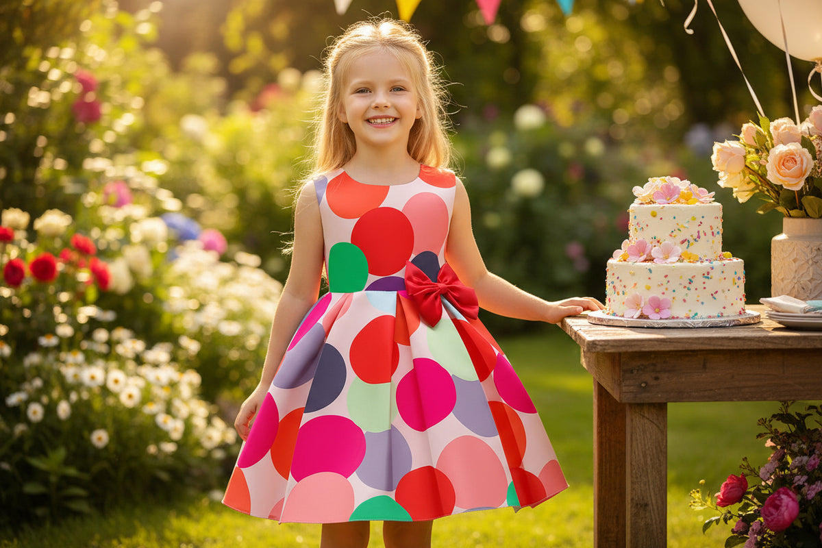 Dotty About Polka Dots Colorful Girls Party Dress - The Palm Beach Baby Estimated 12 - 20 Day Shipping