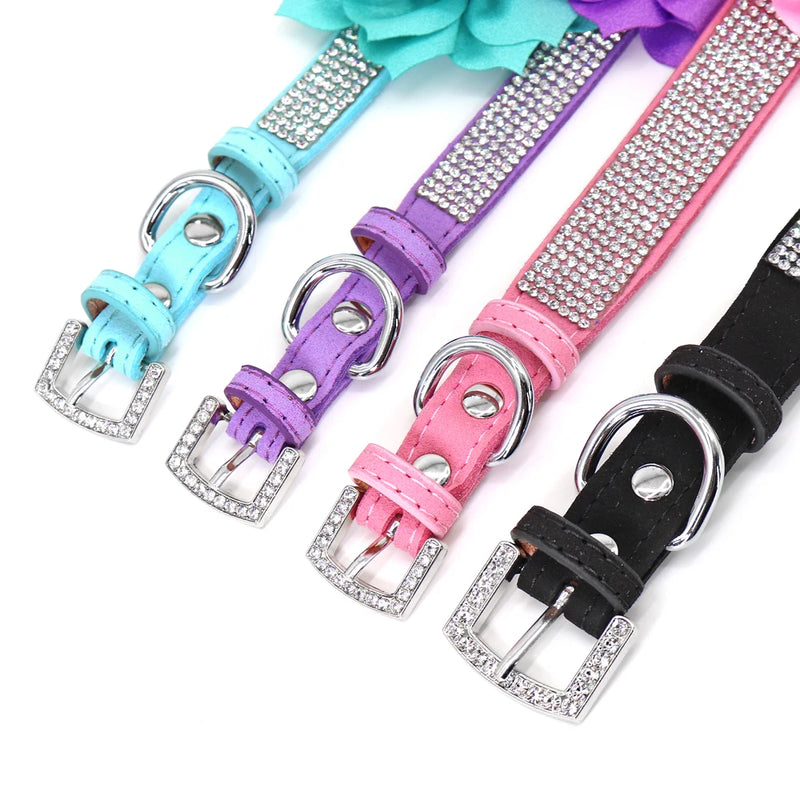 "Floral Elegance" Rhinestone Pet Collar