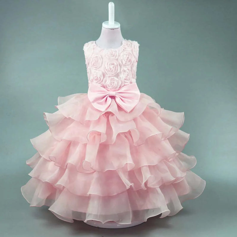 "Solange" Rosette Tiered Special Occasion Dress