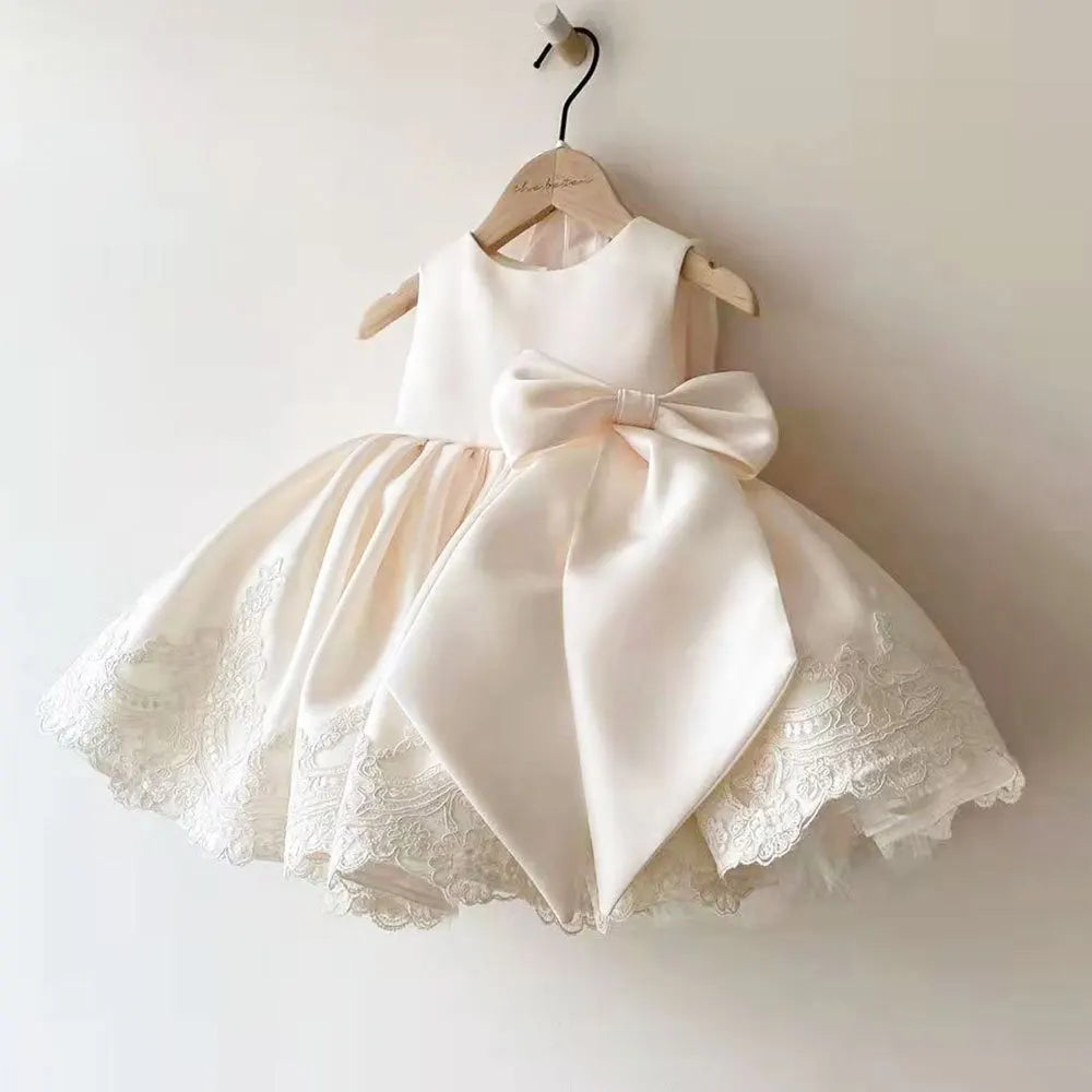Cassidy Embroidered Special Occasion Girls Dress - Creamy Yellow or Palm Way Pink