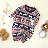 Children's pajama set with moose pattern on a light background