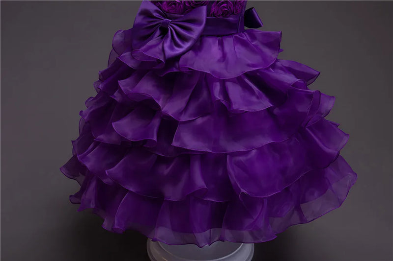 "Solange" Rosette Tiered Special Occasion Dress