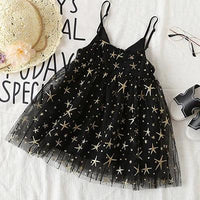 Star Sweetie Flowy Voile Dress - Enchanting Sleeveless Dress with Gold Stars - The Palm Beach Baby
