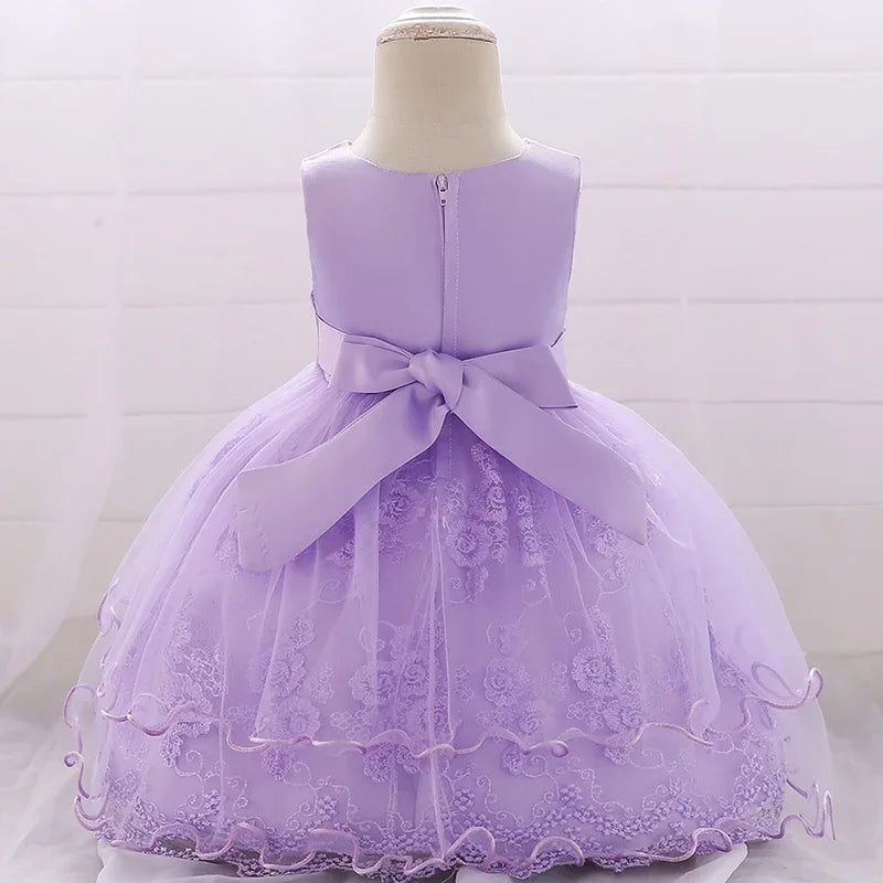Elegant Pearl Bow Dress for Girls in Stylish Lace- 5 Chic Colors - The Palm Beach Baby