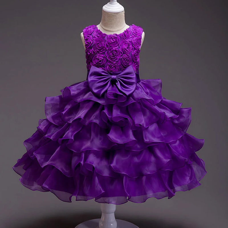 "Solange" Rosette Tiered Special Occasion Dress