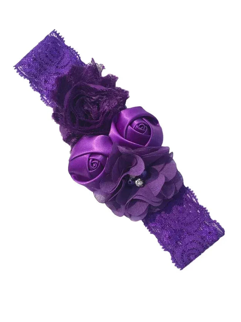 Chiffon Flower Baby Headband with Lace for Newborns - The Palm Beach Baby