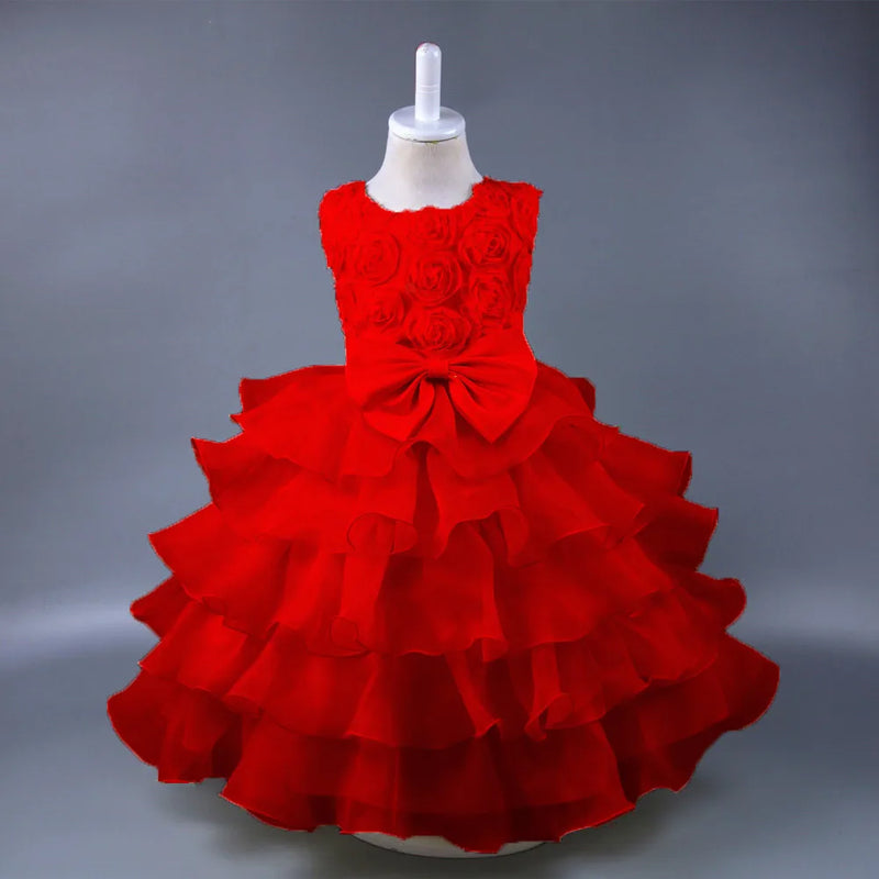 "Solange" Rosette Tiered Special Occasion Dress