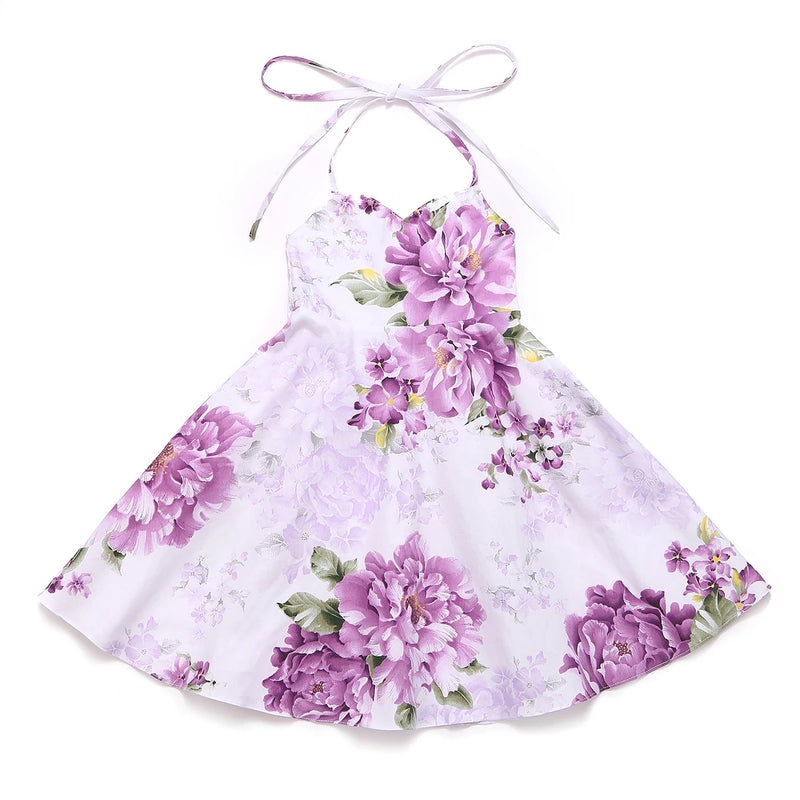 'Oh Suzannah' Floral Party Dress featuring a delicate lavender floral print, designed for little girls.