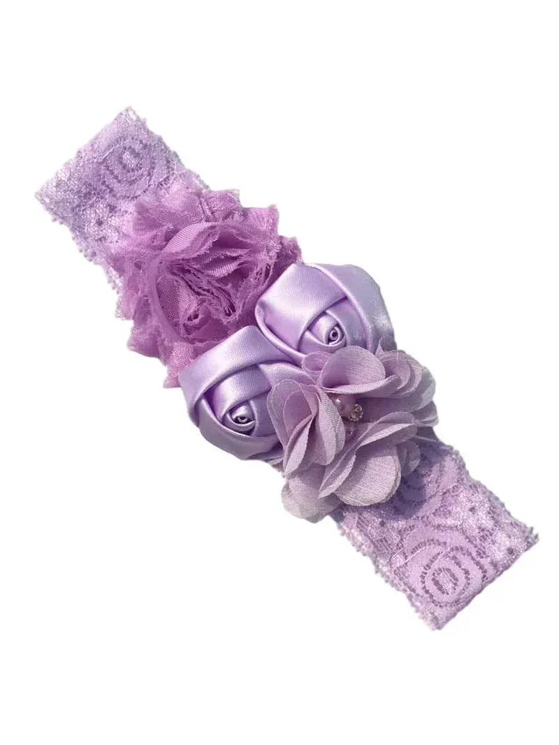 Chiffon Flower Baby Headband with Lace for Newborns - The Palm Beach Baby