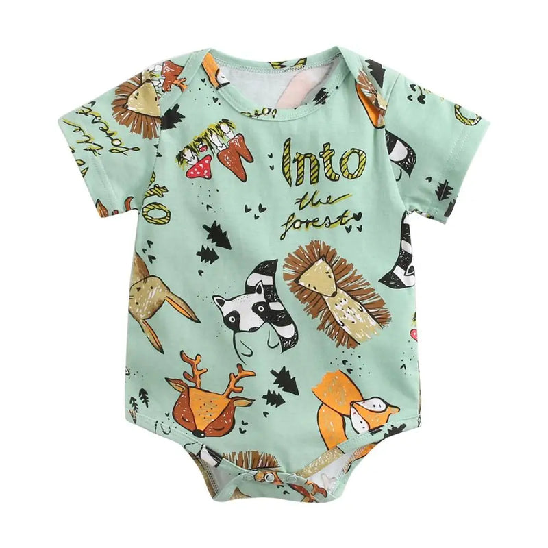 "Animal Love" Babies Short-Sleeved Romper Onesies