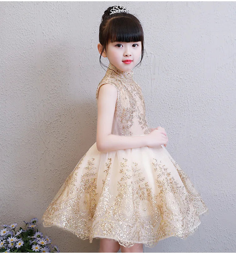 "Regina" Gold Filigree Party Dress